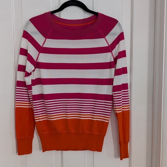 Tommy Bahama Women's Striped Top MEDIUM Preppy Stretch Long Sleeve Y2K Colorful - Picture 1 of 6